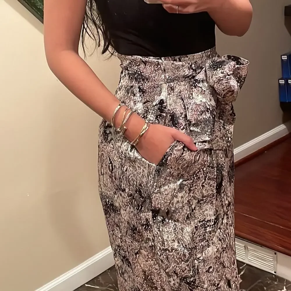 IRO Metallic Grey Skirt NWT Bow Sash Size 36 (4/Small)